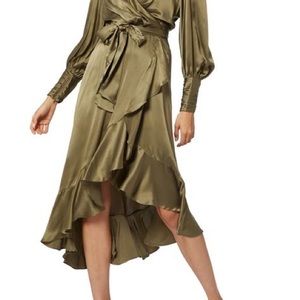 Zimmerman Silk Wrap Midi Dress green size 1